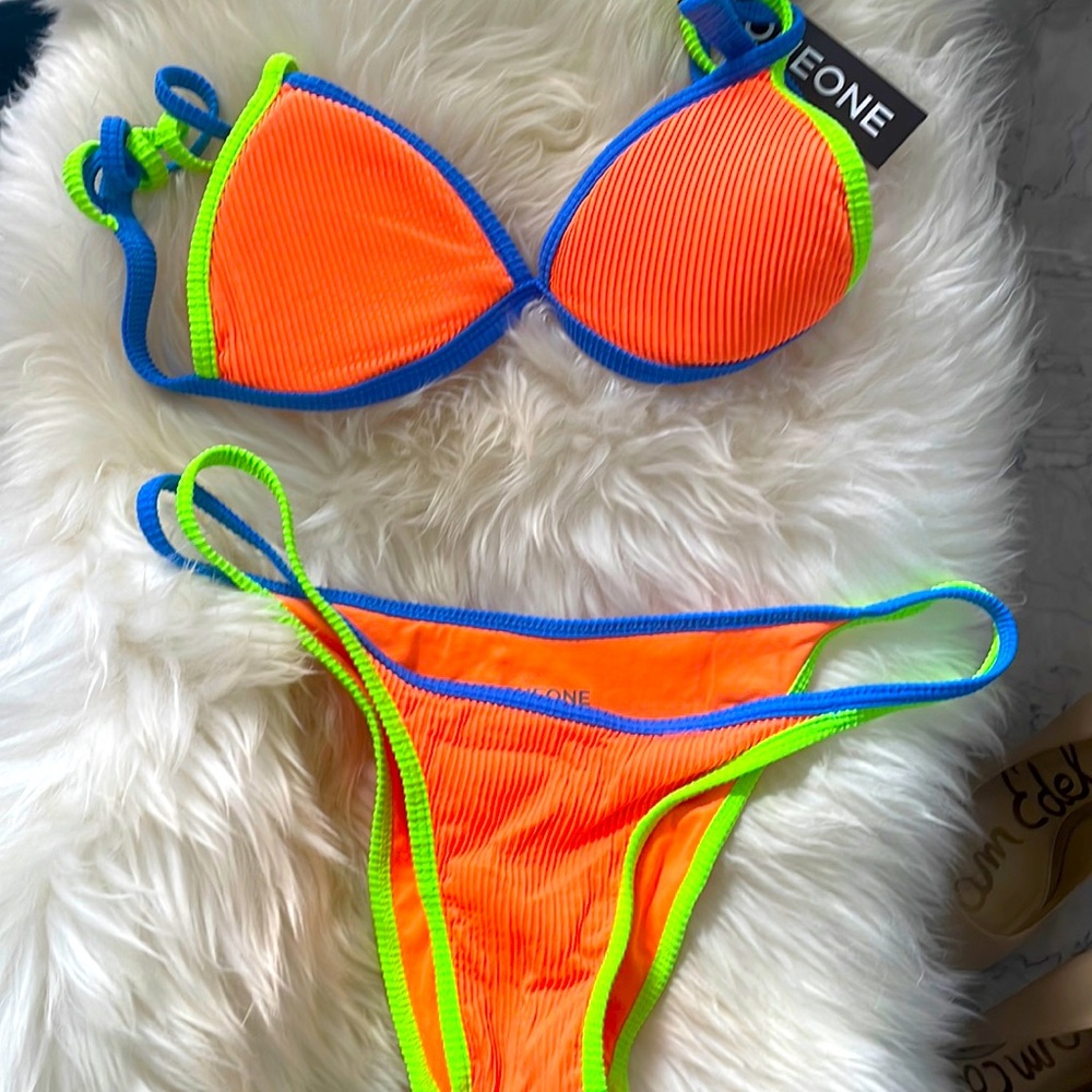 Neon Ribbed One One Bikini